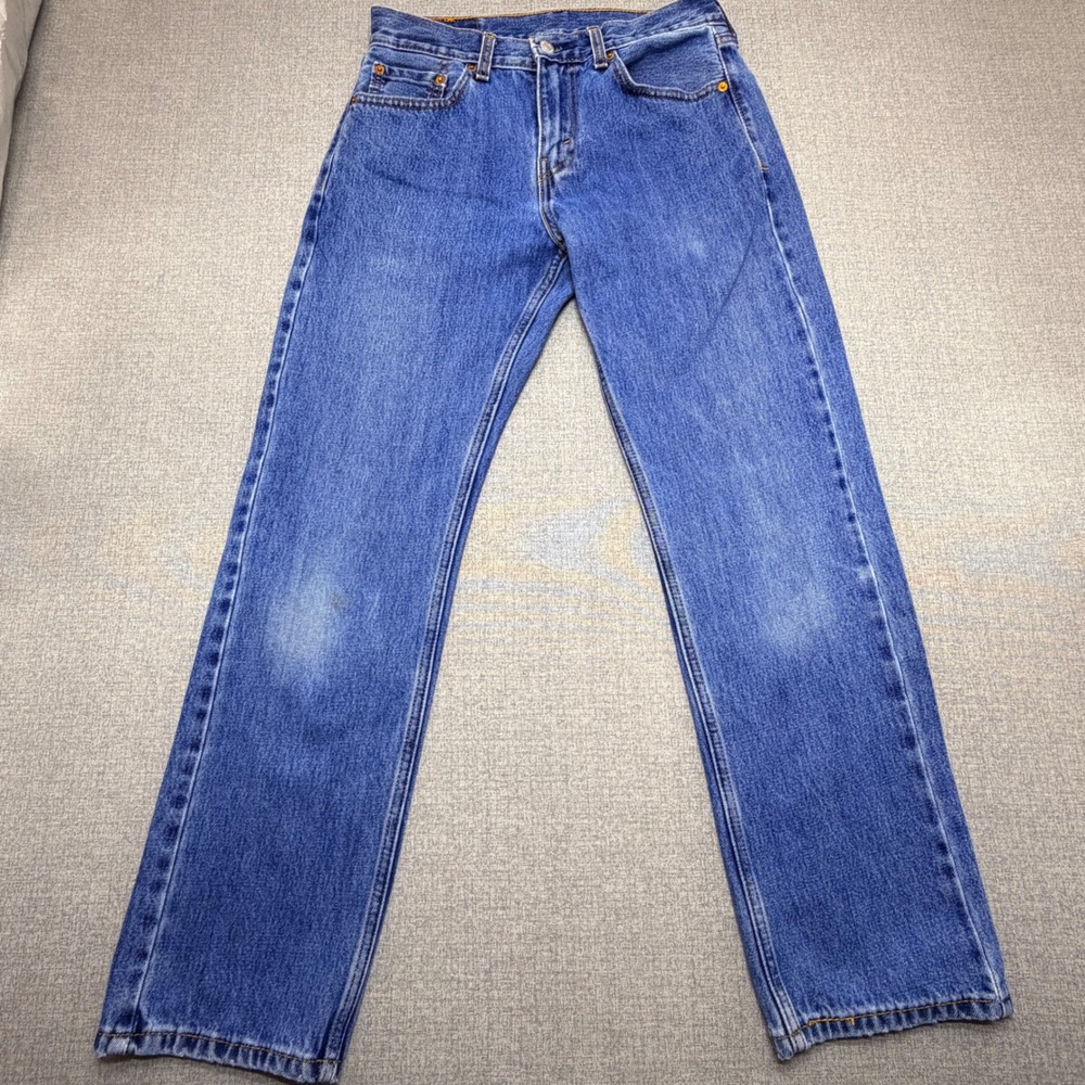 Levis 505 Mens Regular Fit Straight Leg Blue Denim Jeans Dark Stonewash 28x29
